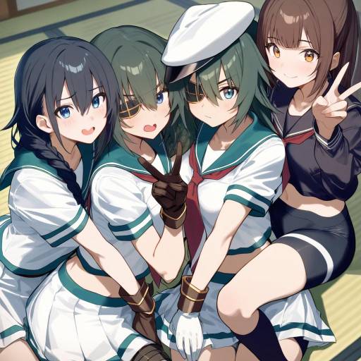 Jubilant Schoolgirls in Unique Outfits
