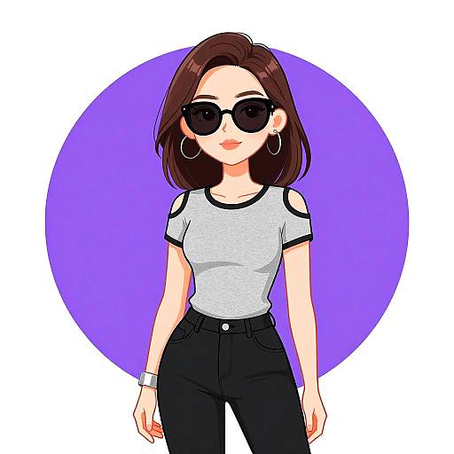 Casual Woman in Stylish Grey Tee