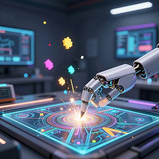 Robotic Hand Creating Digital Art