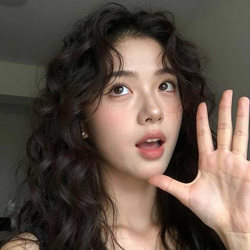 Young Woman Gazing Upward with Curiosity