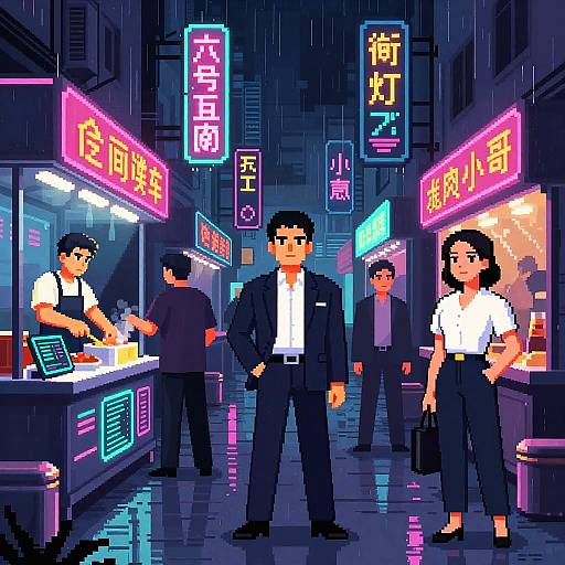 Cyberpunk 16-bit Neon Vendor Portraits