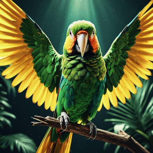 Gleeful Parrot with Wings Spread