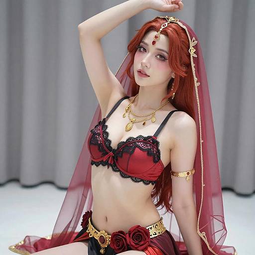 Confident Red-Haired Cosplay Portrait