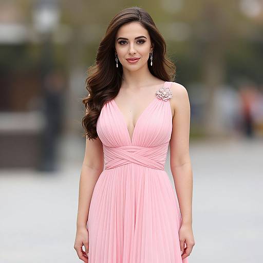 Elegant Pleated Pink Prom Dress