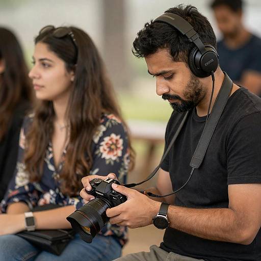 Candid Filmmaker Duo in Outdoor Shoot