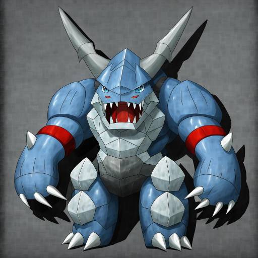 Illustration of Aggron, pokemon in the style of Hoshimiya aki