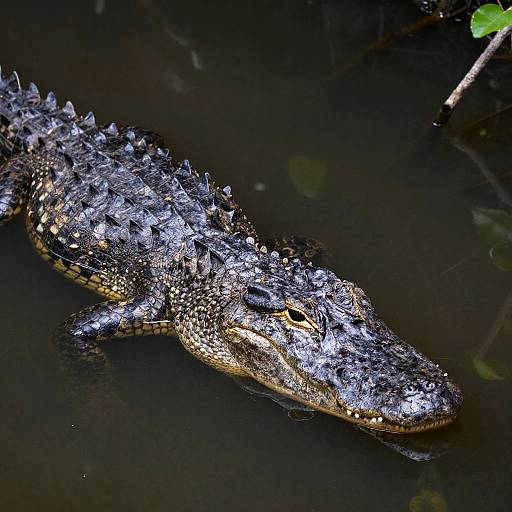 Alligator Lurking in Murky Swamp