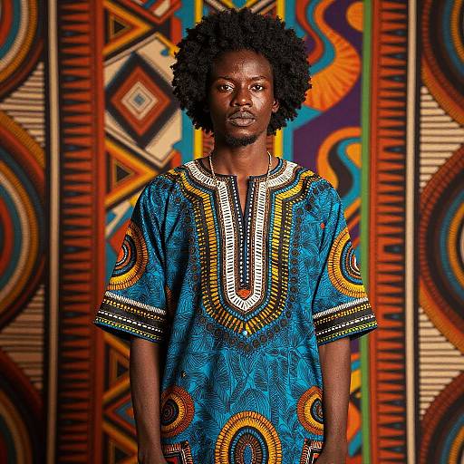 Vibrant Afro Portrait in Traditional Attire