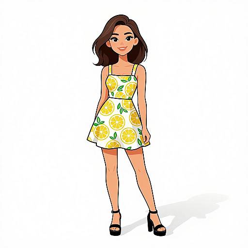 Playful Summer Woman in Citrus Dress
