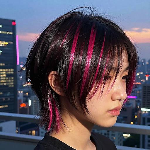 Edgy 2-Block Haircut with Neon Tips
