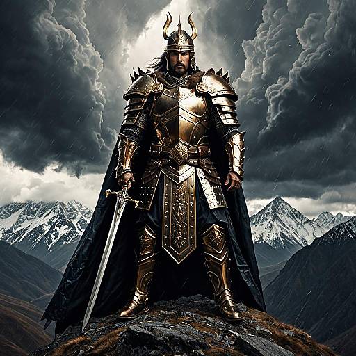 Majestic Warrior King Portrait in Storm