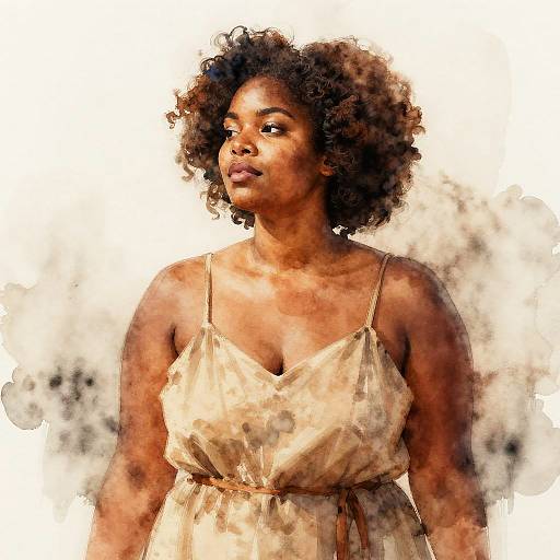 Watercolor Portrait of Curvy Black Woman