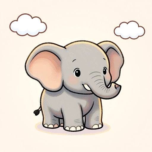 Pastel Line Art Baby Elephant Avatar