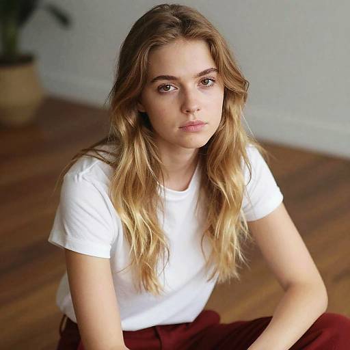 Serene Portrait of Blonde Woman Indoors