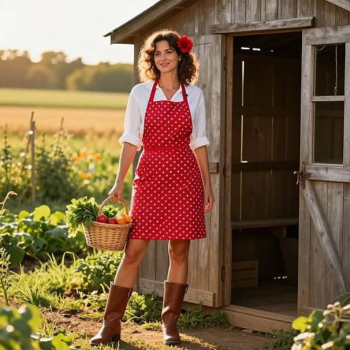 Vibrant Female Farmer in Sunny Garden
