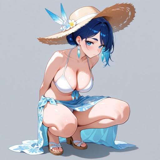 Elegant Bird-Girl in Beachwear Elegant Bird-Girl in Beachwear