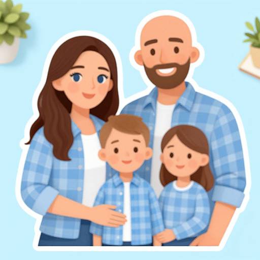 Realistic Family Plaid Shirt Illustration