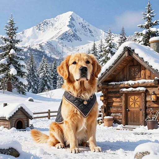 Tim Burton Style Golden Retriever Cabin