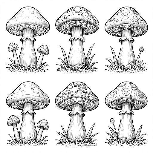 Intricate Fantasy Mushroom Coloring Pages