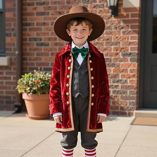 Whimsical Young Boy in Historical Costume