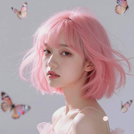 Surreal Dreamscape with Pink Hair