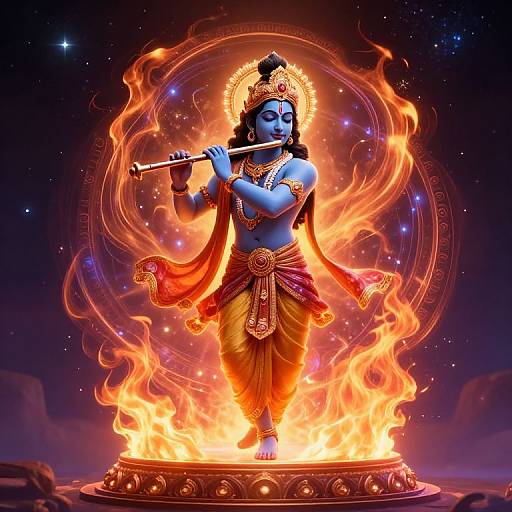 Krishna AI Art with Cosmic Flames