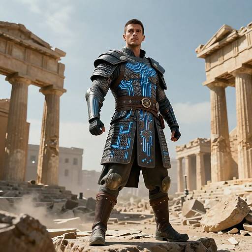 Heroic Soldier in Futuristic Armor