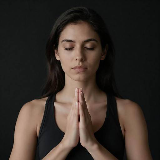 Meditative Woman Portrait on Black Background