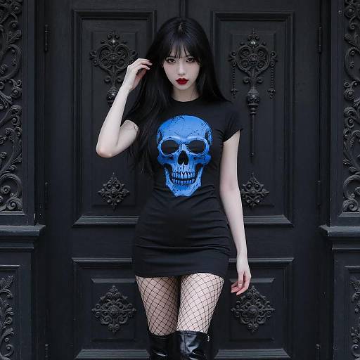 Gothic Woman in Black Dress