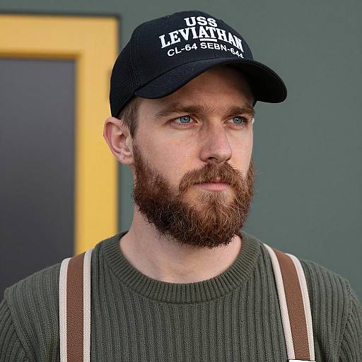 Bearded Man in Baseball Cap Portrait