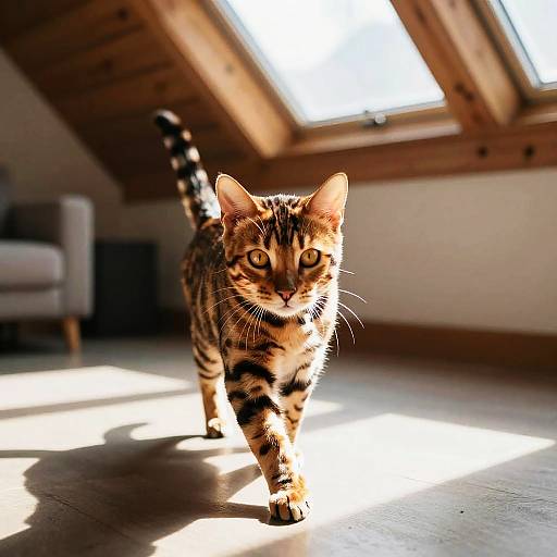 Vibrant Bengal Cat in Sunny Loft