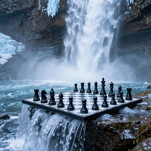 Frozen Chessboard by Waterfall