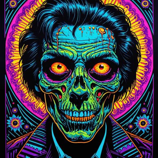 Retro 70s Psychedelic Zombie Art