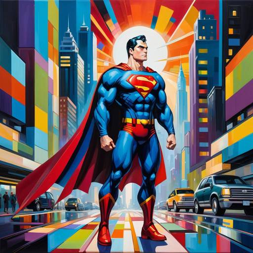 Superman in Vibrant Urban Nightlife Superman in Vibrant Urban Nightlife