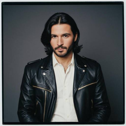 Mature man in black leather jacket and white shirt