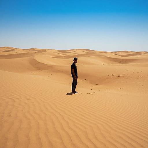 Solitary Man in Vast Desert