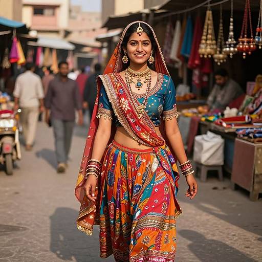 Vibrant Indian Girl in Jaipur Market