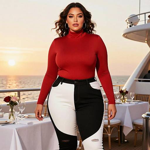 Plus-Size Chic Sunset Yacht Fashion