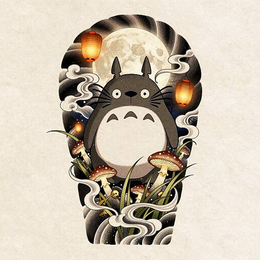 Neo-Trad Japanese Folklore Tattoo Design