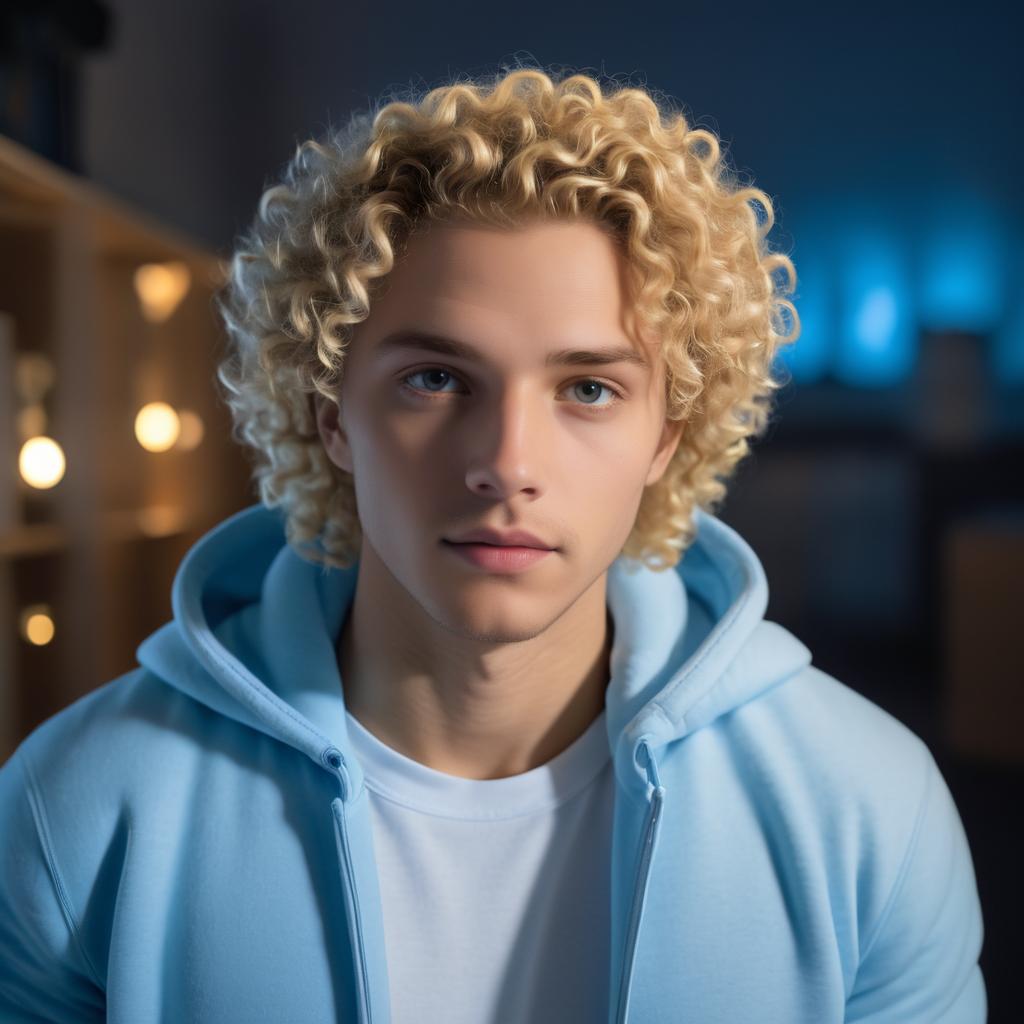 Warm Portrait of a Young Man in Hoodie