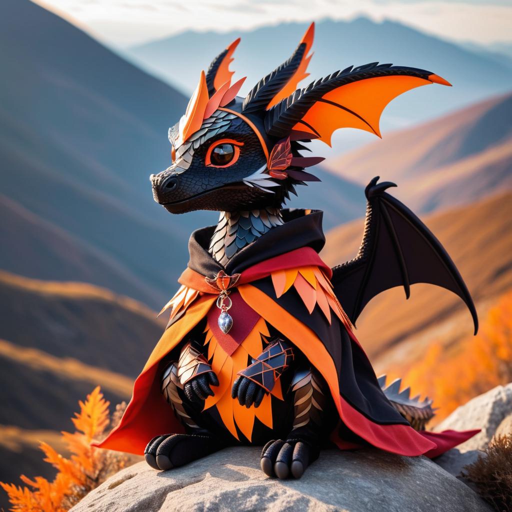 Charming Humanoid Dragon on a Mountaintop