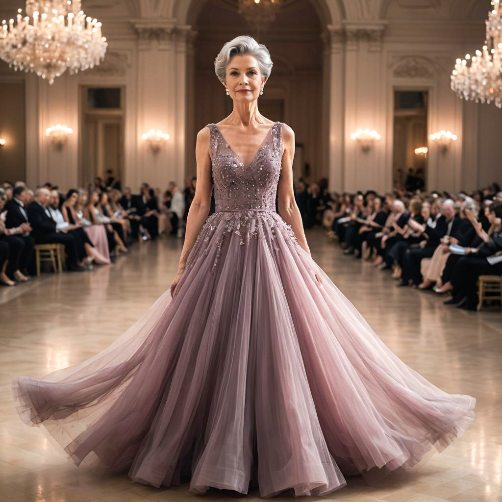 Elegant Evening Gown in Grand Ballroom