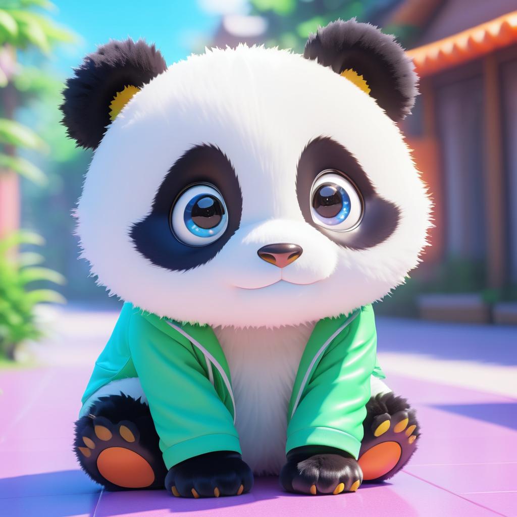 Adorable Anime Panda in Bright Colors