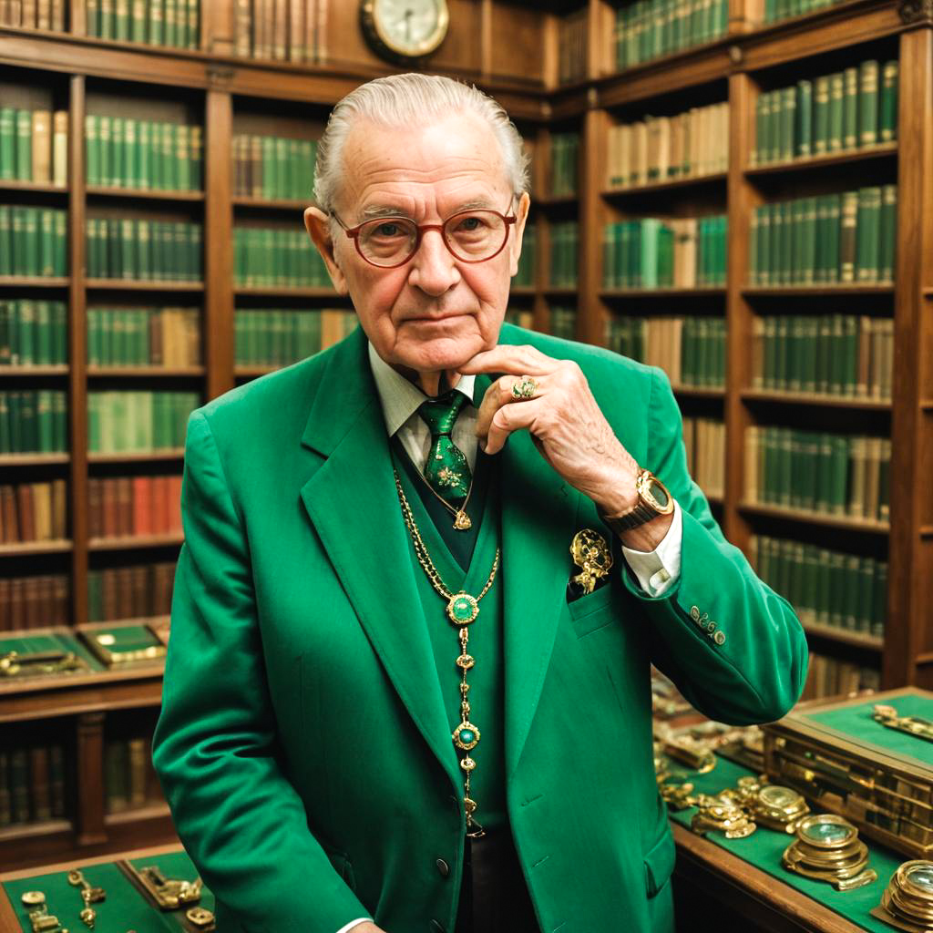 Elderly Gentleman in Vintage Library