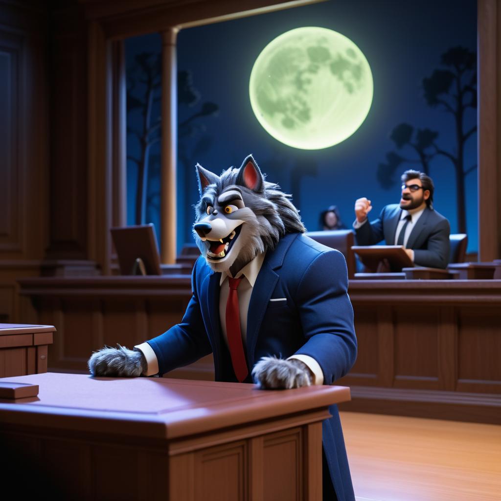 Pixar-Style Werewolf Courtroom Adventure