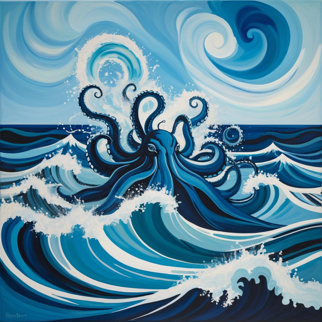 Kraken Waves: Abstract Expressionism Masterpiece