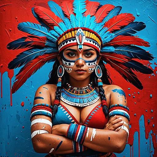 Vibrant Cartoon Aztec Warrior Girl Design