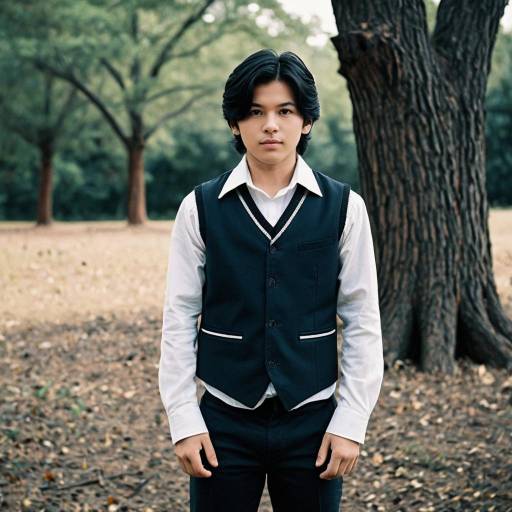 Young Man in Formal Vest Outdoors
