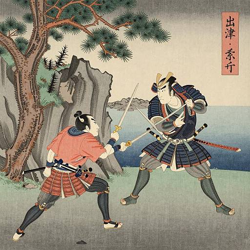 Kuniyoshi Samurai vs Yokai Coastline