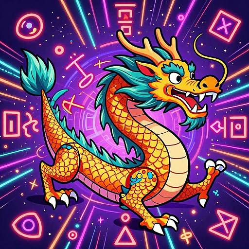Psychedelic Chinese Dragon Cartoon
